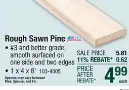 Menards Rough Sawn Pine offer