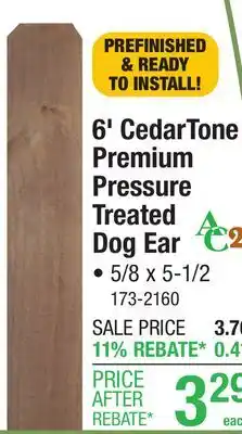 Menards 6' CedarTone Premium Pressure Treated Dog Ear offer
