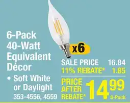 Menards 6-Pack 40-Watt Equivalent Décor offer