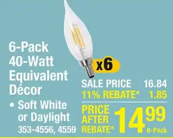Menards 6-Pack 40-Watt Equivalent Décor offer