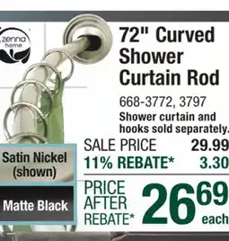 Menards 72 Curved Shower Curtain Rod offer