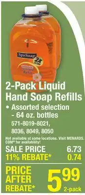 Menards 2-Pack Liquid Hand Soap Refills offer