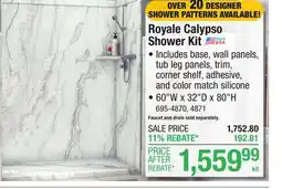 Menards Royale Calypso Shower Kit offer