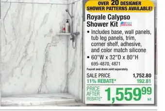 Menards Royale Calypso Shower Kit offer