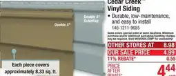 Menards Cedar Creek Vinyl Siding offer