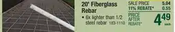 Menards 20' Fiberglass Rebar offer