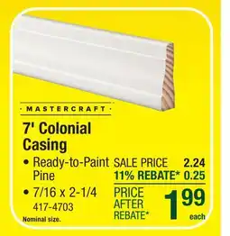 Menards 7' Colonial Casing offer