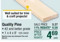 Menards Quality Pine offer