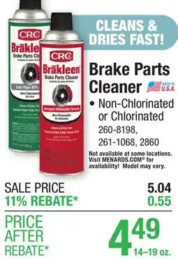 Menards Brake Parts Cleaner offer