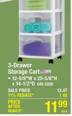 Menards 3-Drawer Storage Cart offer