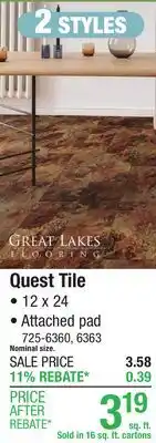 Menards Quest Tile Waterproof Vinyl Flooring offer