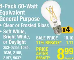 Menards 4-Pack 60-Watt Equivalent General Purpose offer