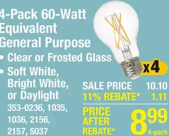 Menards 4-Pack 60-Watt Equivalent General Purpose offer