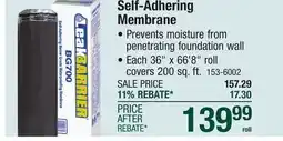 Menards Self-Adhering Membrane offer