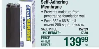 Menards Self-Adhering Membrane offer