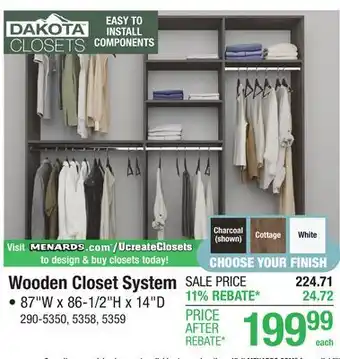 Menards Wooden Closet System offer