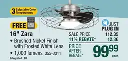 Menards 16 Zara LED DIMMABLE INDOOR/OUTDOOR CEILING FANS offer