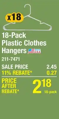 Menards 18-Pack Plastic Clothes Hangers offer