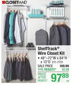 Menards ShelfTrack Wire Closet Kit offer