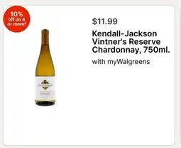 Walgreens Kendall-Jackson Vintner's Reserve Chardonnay, 750ml offer