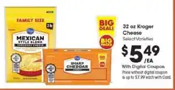Kroger 32 oz Kroger Cheese offer