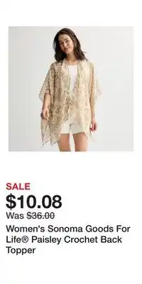 Kohl's Women's Sonoma Goods For Life Paisley Crochet Back Topper offer