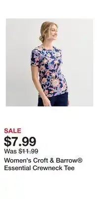Kohl's Women's Croft & Barrow Essential Crewneck Tee offer