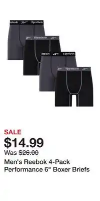 Kohl's Men's Reebok 4-Pack Performance 6 Boxer Briefs offer