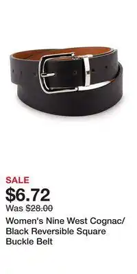 Kohl's Women's Nine West Cognac/Black Reversible Square Buckle Belt offer