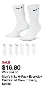 Kohl's Men's Nike 6-Pack Everyday Cushioned Crew Training Socks offer