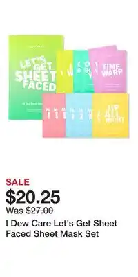 Ulta Beauty I Dew Care Let's Get Sheet Faced Sheet Mask Set offer