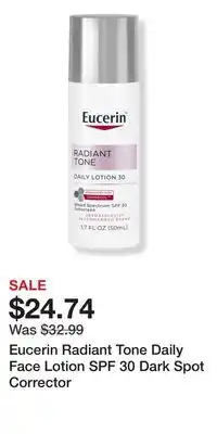 Ulta Beauty Eucerin Radiant Tone Daily Face Lotion SPF 30 Dark Spot Corrector offer