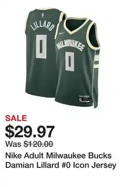 Dick's Sporting Goods Nike Adult Milwaukee Bucks Damian Lillard #0 Icon Jersey offer