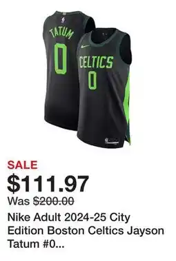 Dick's Sporting Goods Nike Adult 2024-25 City Edition Boston Celtics Jayson Tatum #0 Authentic Jersey offer