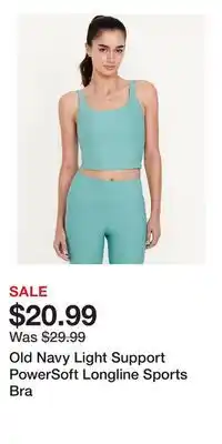 Old Navy Old Navy Light Support PowerSoft Longline Sports Bra offer