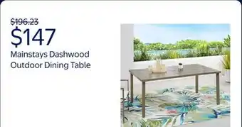 Walmart Mainstays Dashwood Steel Outdoor Dining Table, Wood Grain offer