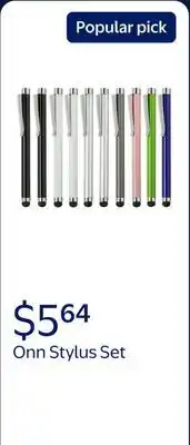 Walmart onn. Stylus Set 10 Pack Assorted Colors offer