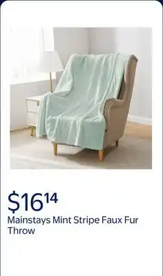 Walmart Mainstays Mint Stripe Faux Fur Throw, Adult/Teen offer