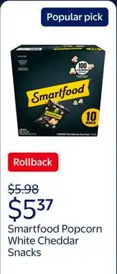 Walmart Smartfood Popcorn White Cheddar Flavored Popcorn Snacks, 0.625 oz Bags, 10 Count Multipack offer
