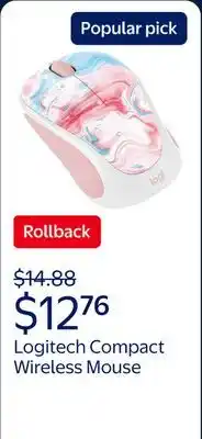 Walmart Logitech Compact Wireless Mouse, Cotton Candy, Walmart Exclusive offer