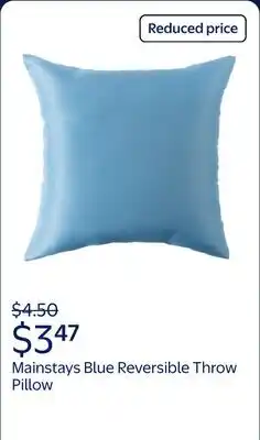Walmart Mainstays Blue Solid Reversible Outdoor Throw Pillow 16 Inch Blue offer