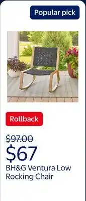 Walmart Better Homes & Gardens Ventura Outdoor Handwoven Low Rocking Chair offer