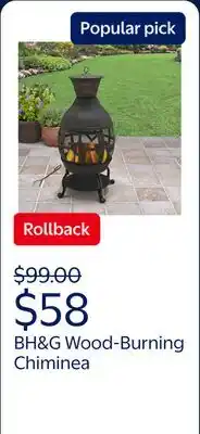 Walmart Better Homes & Gardens Wood-Burning Cast Iron Chiminea, Antique Bronze offer