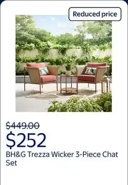 Walmart Better Homes & Gardens Trezza Wicker 3-Piece Outdoor Chat Set, Terra Cotta offer