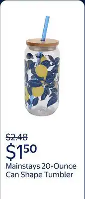 Walmart Mainstays by Becky G. & Alejandra 20-Ounce Acrylic Can Shape Tumbler, Lemon & Blue offer