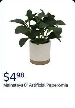 Walmart Mainstays by Becky G. & Alejandra 8 Artificial Peperomia in White Two-Tone Ribbed Ceramic Pot offer