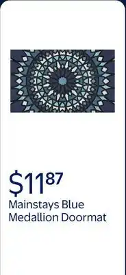 Walmart Mainstays Blue Medallion Rubber Doormat, 18 x 30 offer