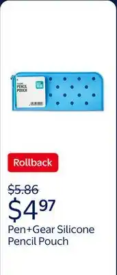 Walmart Pen+Gear Silicone Pencil Pouch for Student, Blue offer