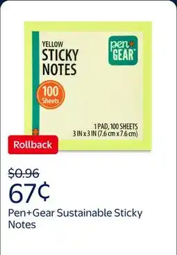 Walmart Pen+Gear Sustainable Square Shaped Sticky Notes, 3 x 3, Yellow offer