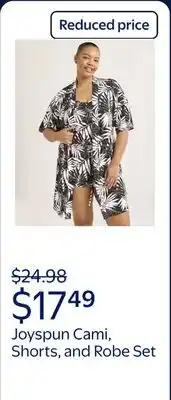 Walmart Joyspun Women's Cami, Shorts, and Robe Travel Pajama Set, 3-Piece, Sizes S-3X offer